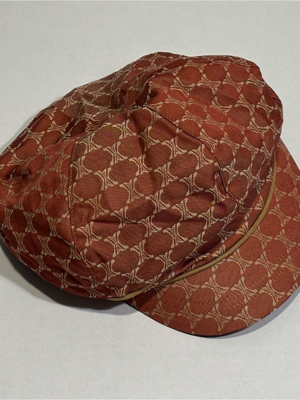 Nine West Women's Geometric Jacquard Newsboy Cap Brown/Beige One Size Lined